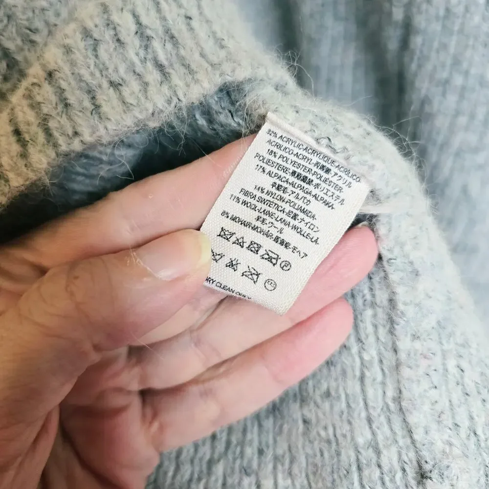 Free people alpaca wool blend gray oversized grandpa sweater